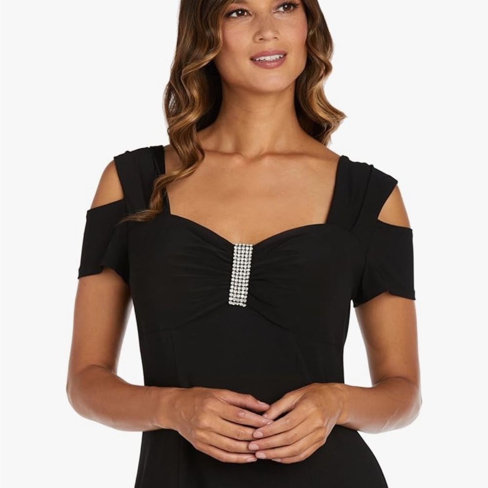 R & M Richards Black Maxi Dress with Silver Accent - Picture 3 of 9